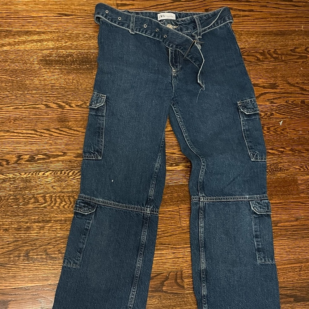 Zara buckle denim jeans👖💙🩵